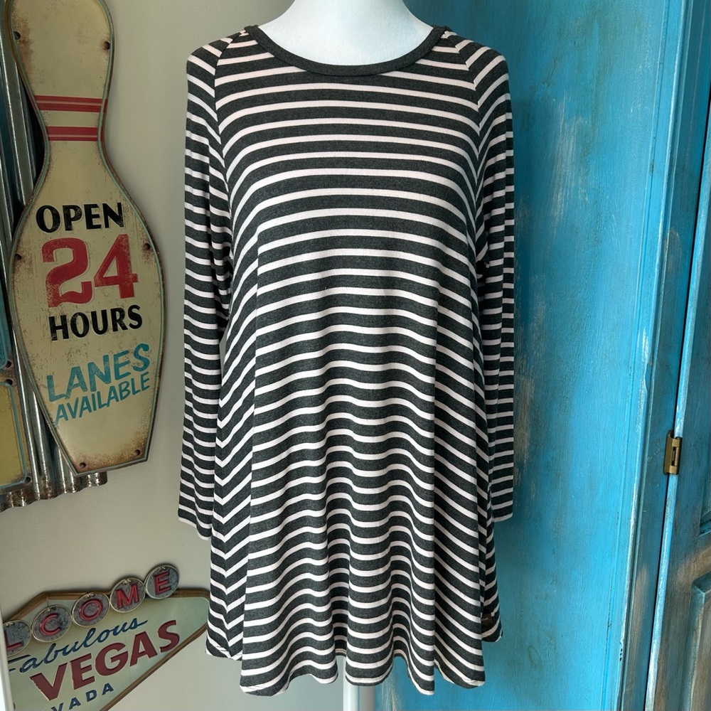Matilda Jane Baby Pink and Gray Striped Once Upon a Time Kettle Tunic Tee